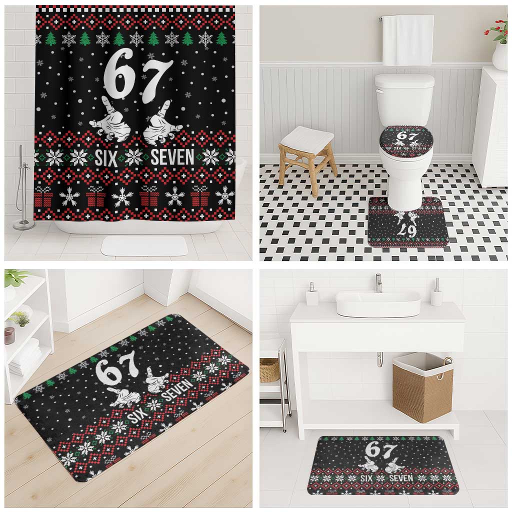Six Seven Skeleton Hand Christmas Bathroom Set Meme Gen Alpha Slang - Wonder Print Shop