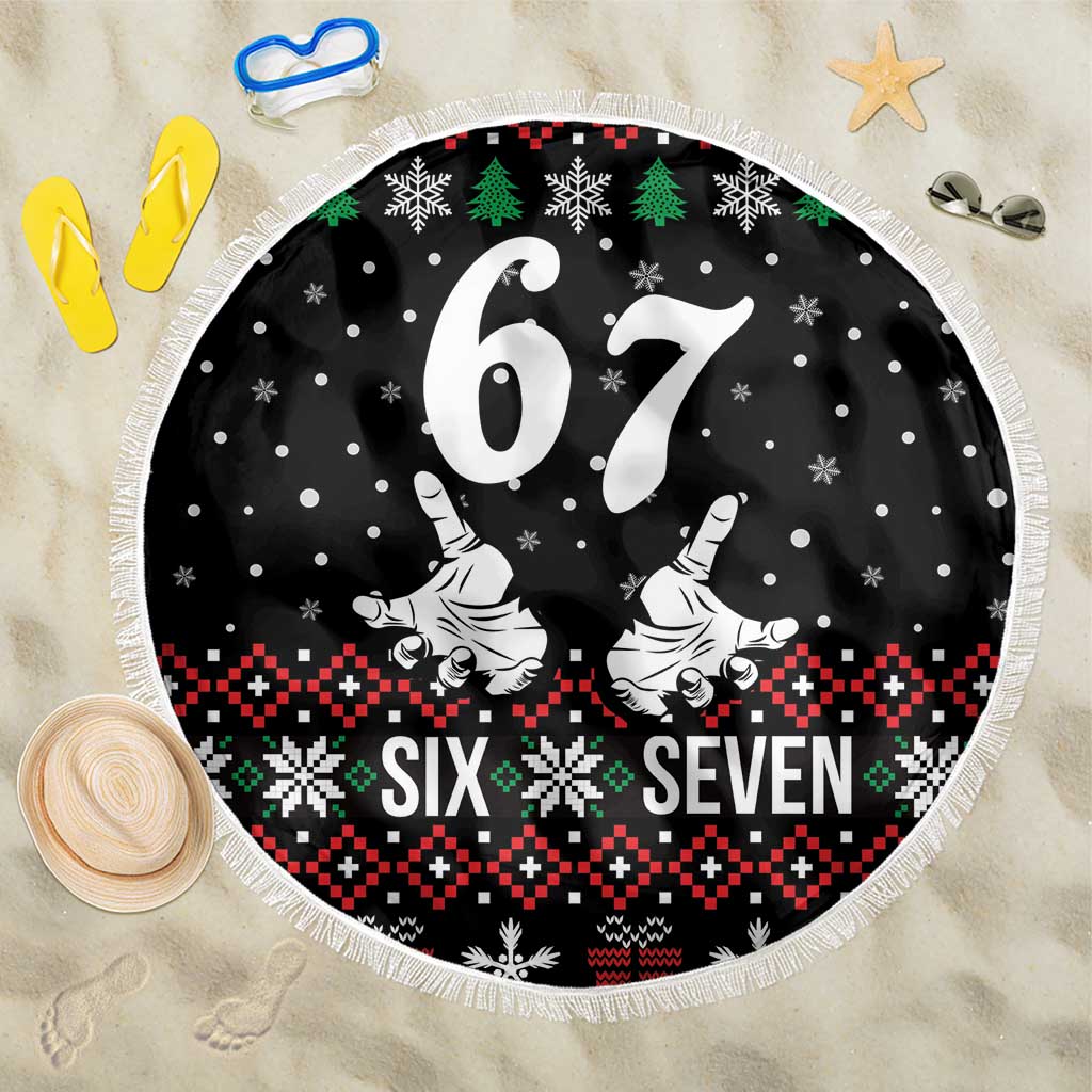 Six Seven Skeleton Hand Christmas Beach Blanket Meme Gen Alpha Slang - Wonder Print Shop