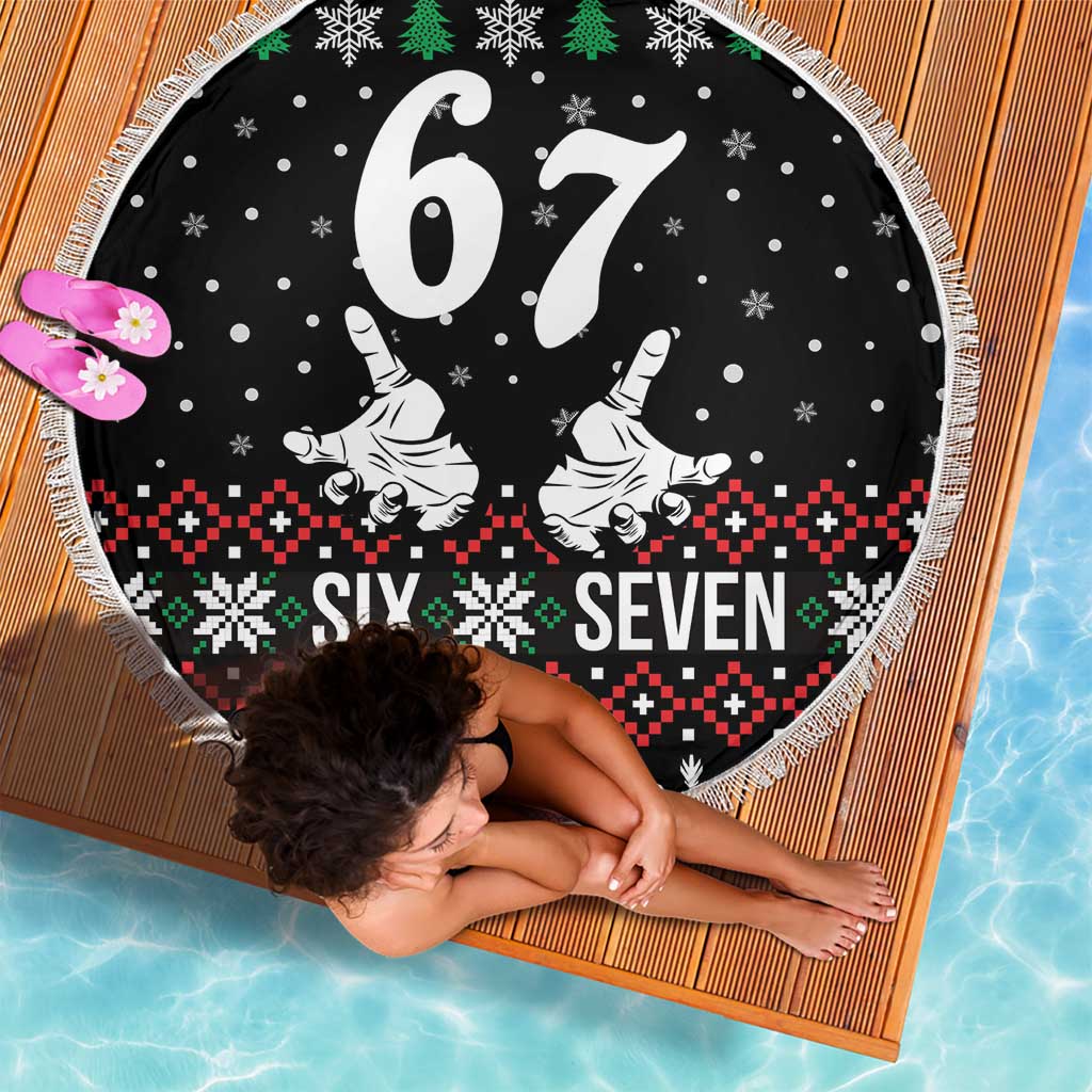 Six Seven Skeleton Hand Christmas Beach Blanket Meme Gen Alpha Slang - Wonder Print Shop