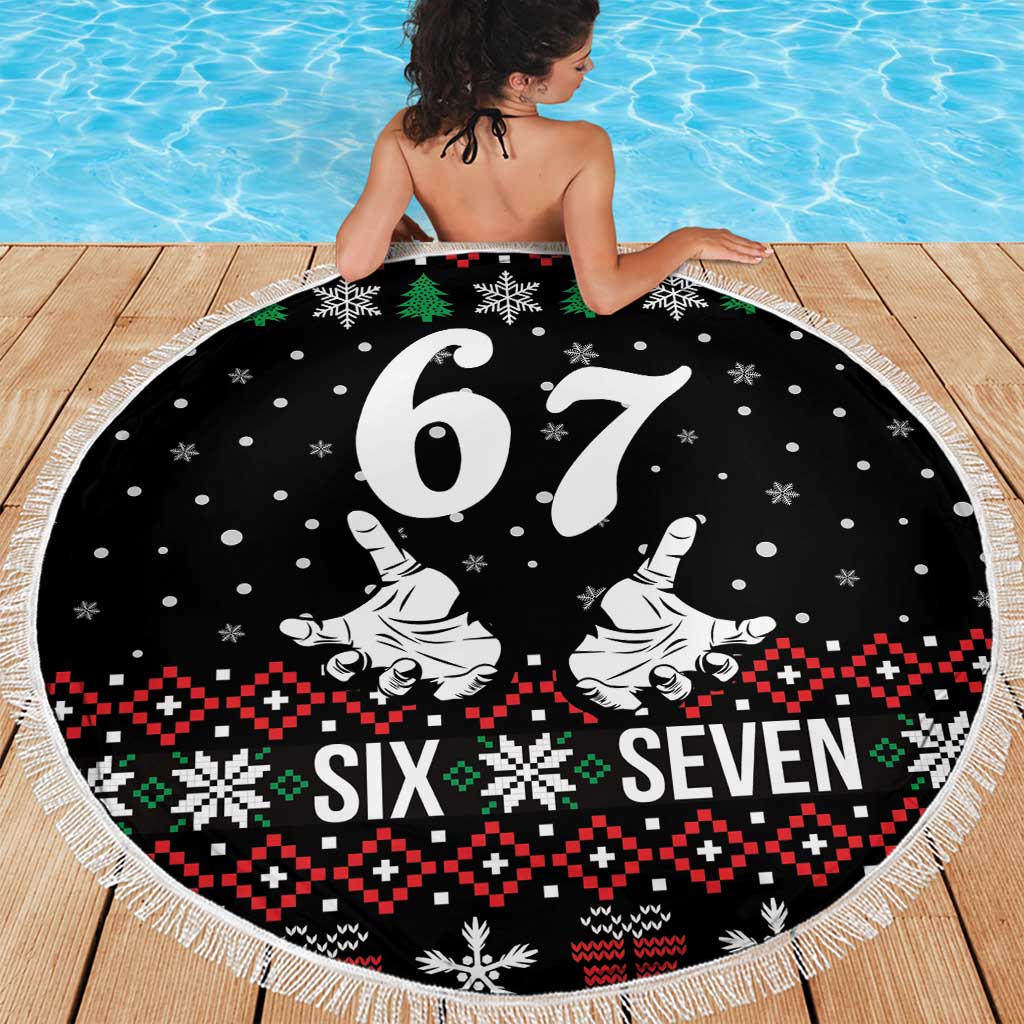 Six Seven Skeleton Hand Christmas Beach Blanket Meme Gen Alpha Slang - Wonder Print Shop