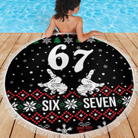 Six Seven Skeleton Hand Christmas Beach Blanket Meme Gen Alpha Slang - Wonder Print Shop