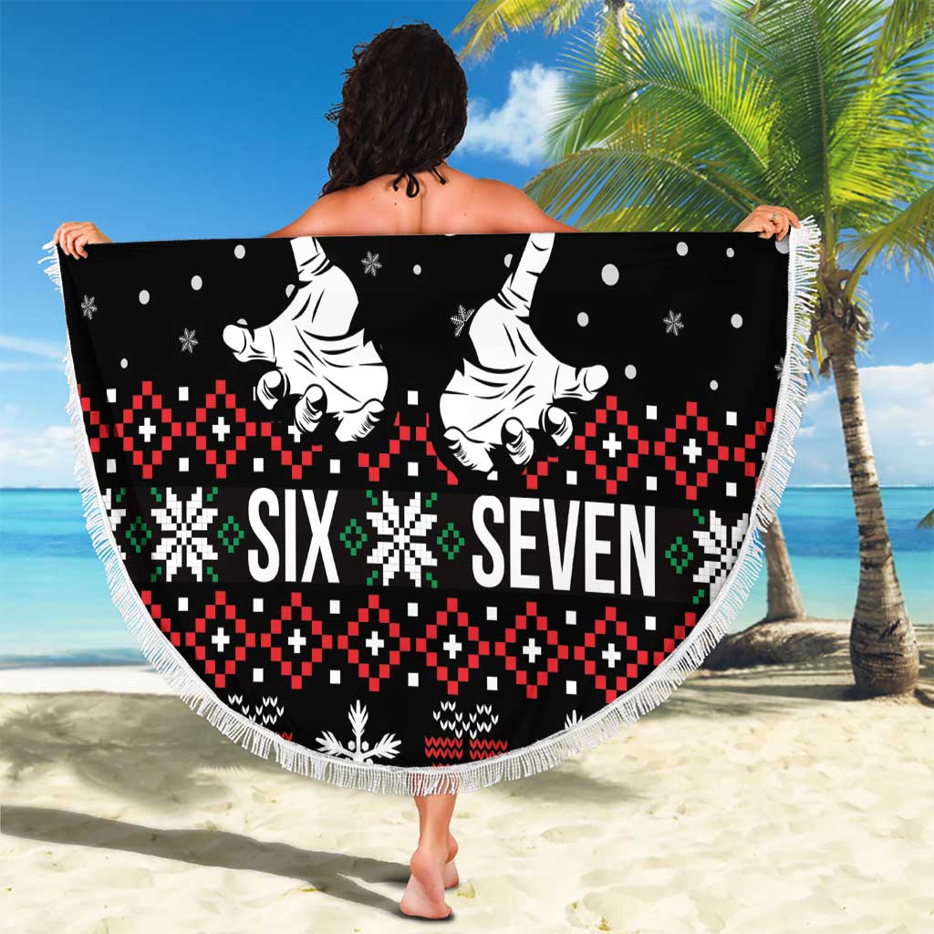 Six Seven Skeleton Hand Christmas Beach Blanket Meme Gen Alpha Slang - Wonder Print Shop