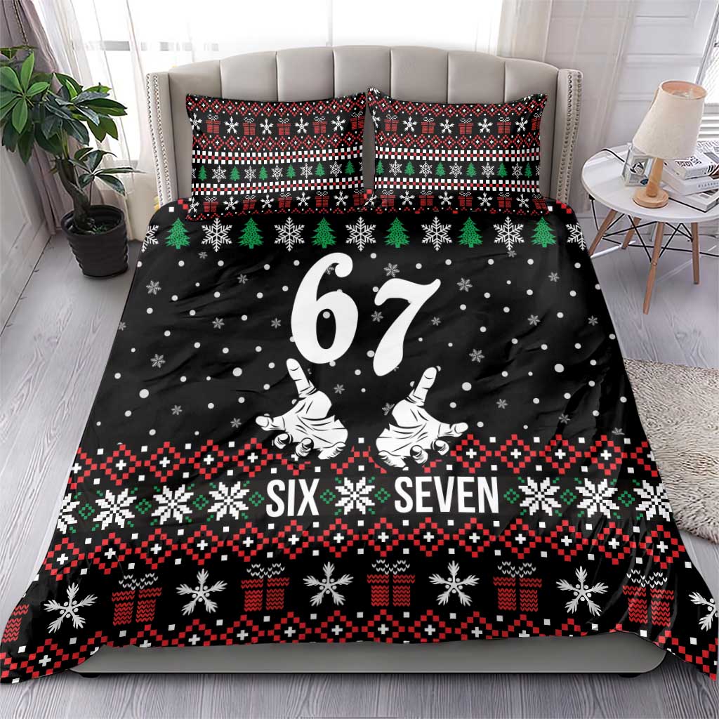 Six Seven Skeleton Hand Christmas Bedding Set Meme Gen Alpha Slang - Wonder Print Shop