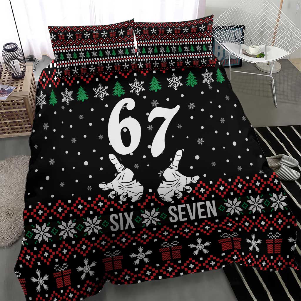 Six Seven Skeleton Hand Christmas Bedding Set Meme Gen Alpha Slang - Wonder Print Shop