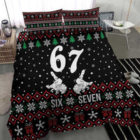 Six Seven Skeleton Hand Christmas Bedding Set Meme Gen Alpha Slang - Wonder Print Shop