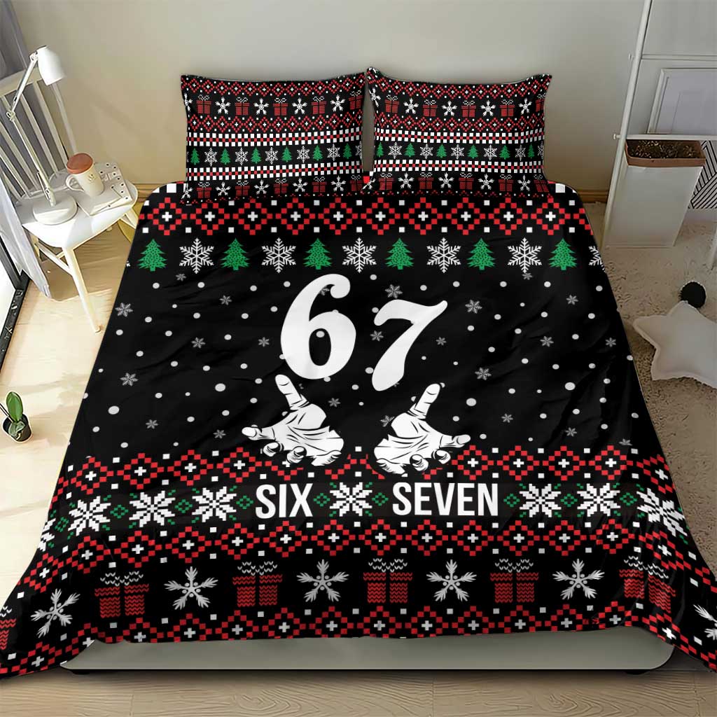 Six Seven Skeleton Hand Christmas Bedding Set Meme Gen Alpha Slang - Wonder Print Shop