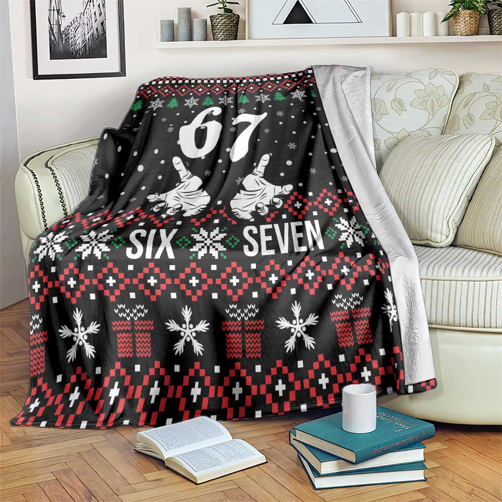 Six Seven Skeleton Hand Christmas Blanket Meme Gen Alpha Slang - Wonder Print Shop