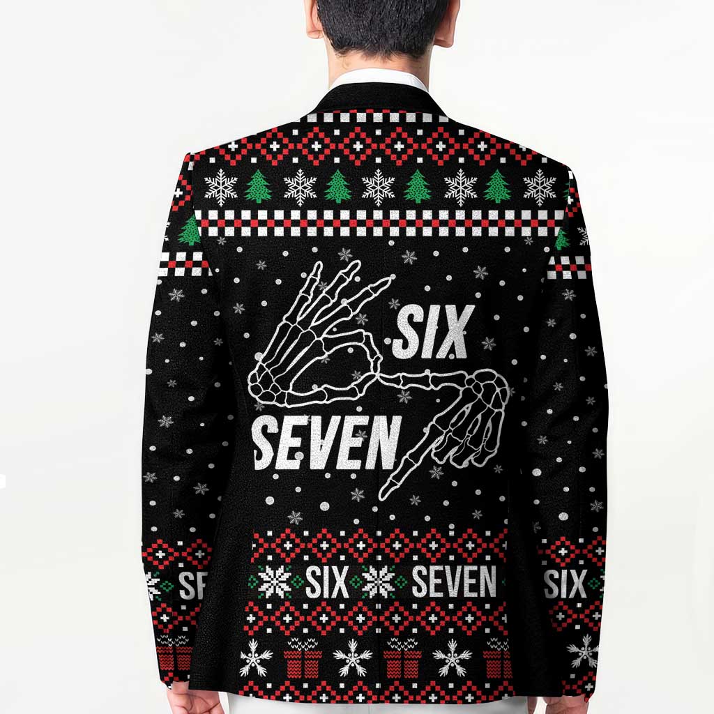 Six Seven Skeleton Hand Christmas Blazer Meme Gen Alpha Slang - Wonder Print Shop