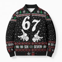 Six Seven Skeleton Hand Christmas Bomber Puffer Jacket Meme Gen Alpha Slang - Wonder Print Shop