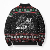 Six Seven Skeleton Hand Christmas Bomber Puffer Jacket Meme Gen Alpha Slang - Wonder Print Shop