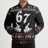 Six Seven Skeleton Hand Christmas Bomber Puffer Jacket Meme Gen Alpha Slang - Wonder Print Shop