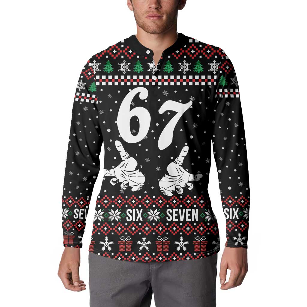 Six Seven Skeleton Hand Christmas Button Sweatshirt Meme Gen Alpha Slang - Wonder Print Shop