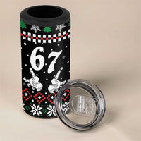 Six Seven Skeleton Hand Christmas 4 in 1 Can Cooler Tumbler Meme Gen Alpha Slang - Wonder Print Shop