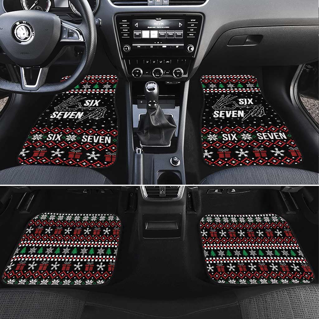 Six Seven Skeleton Hand Christmas Car Mats Meme Gen Alpha Slang - Wonder Print Shop