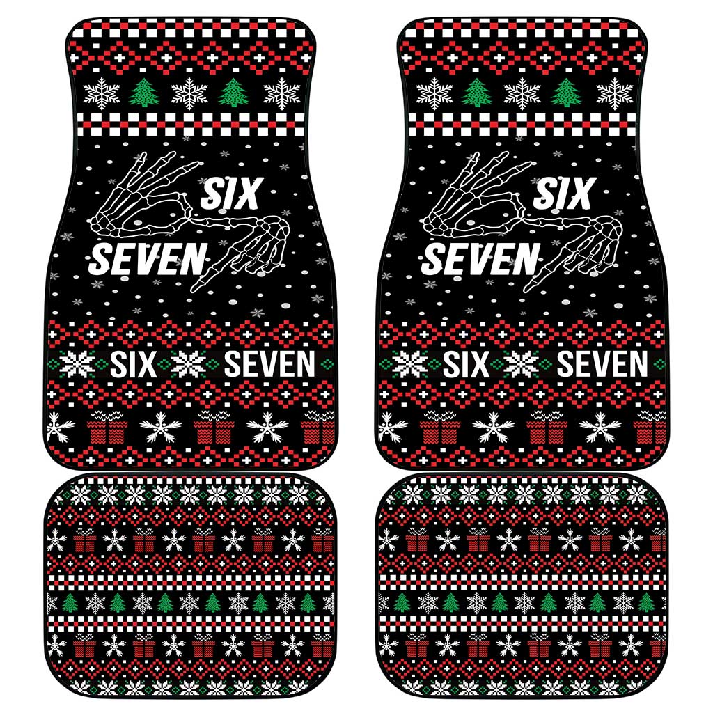 Six Seven Skeleton Hand Christmas Car Mats Meme Gen Alpha Slang - Wonder Print Shop