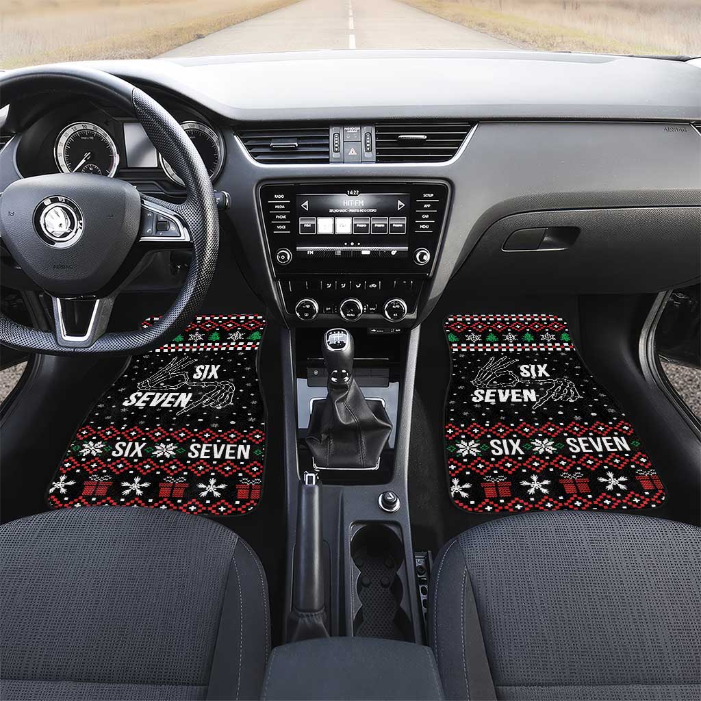 Six Seven Skeleton Hand Christmas Car Mats Meme Gen Alpha Slang - Wonder Print Shop