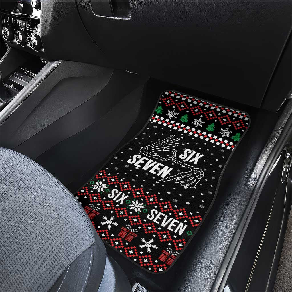 Six Seven Skeleton Hand Christmas Car Mats Meme Gen Alpha Slang - Wonder Print Shop