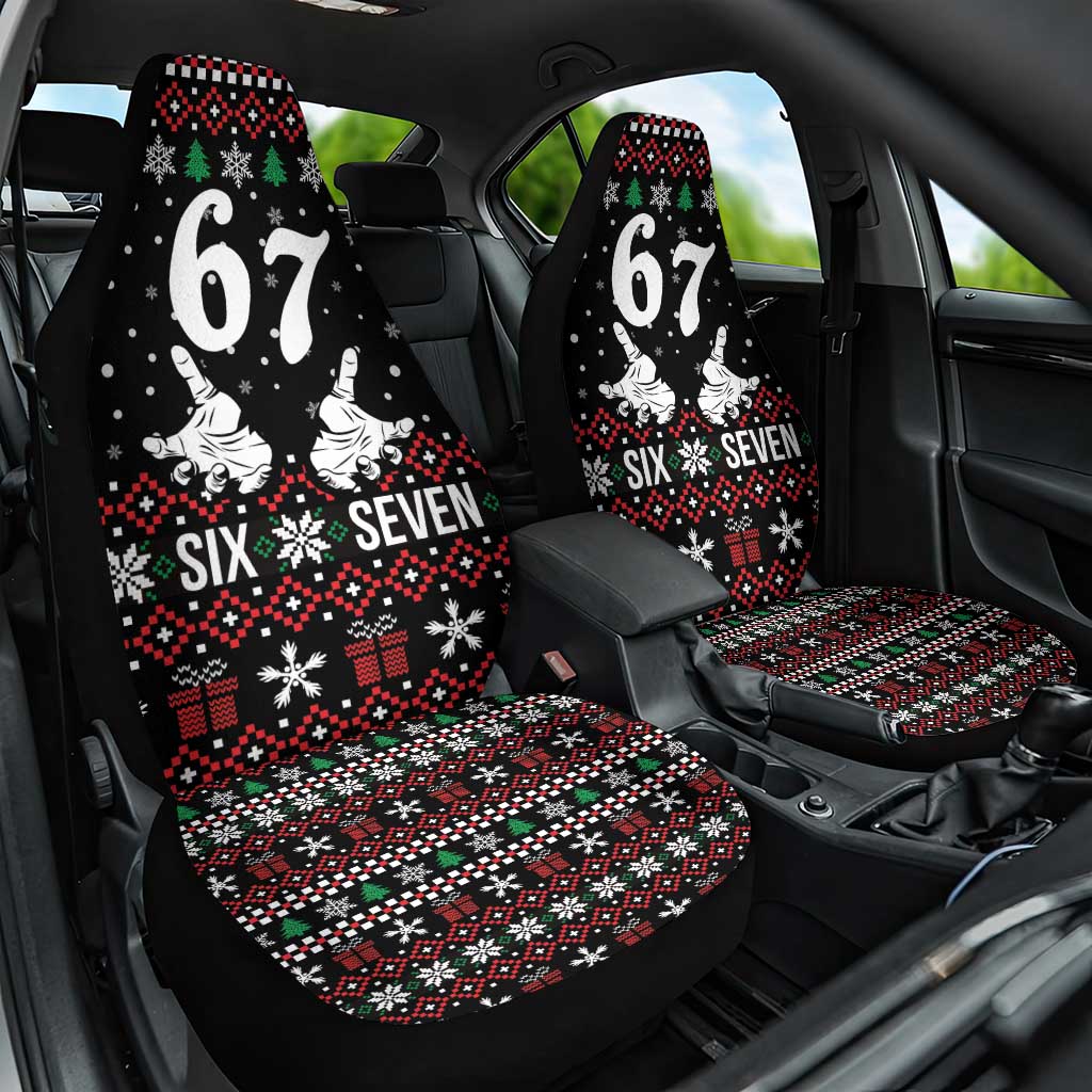 Six Seven Skeleton Hand Christmas Car Seat Cover Meme Gen Alpha Slang - Wonder Print Shop