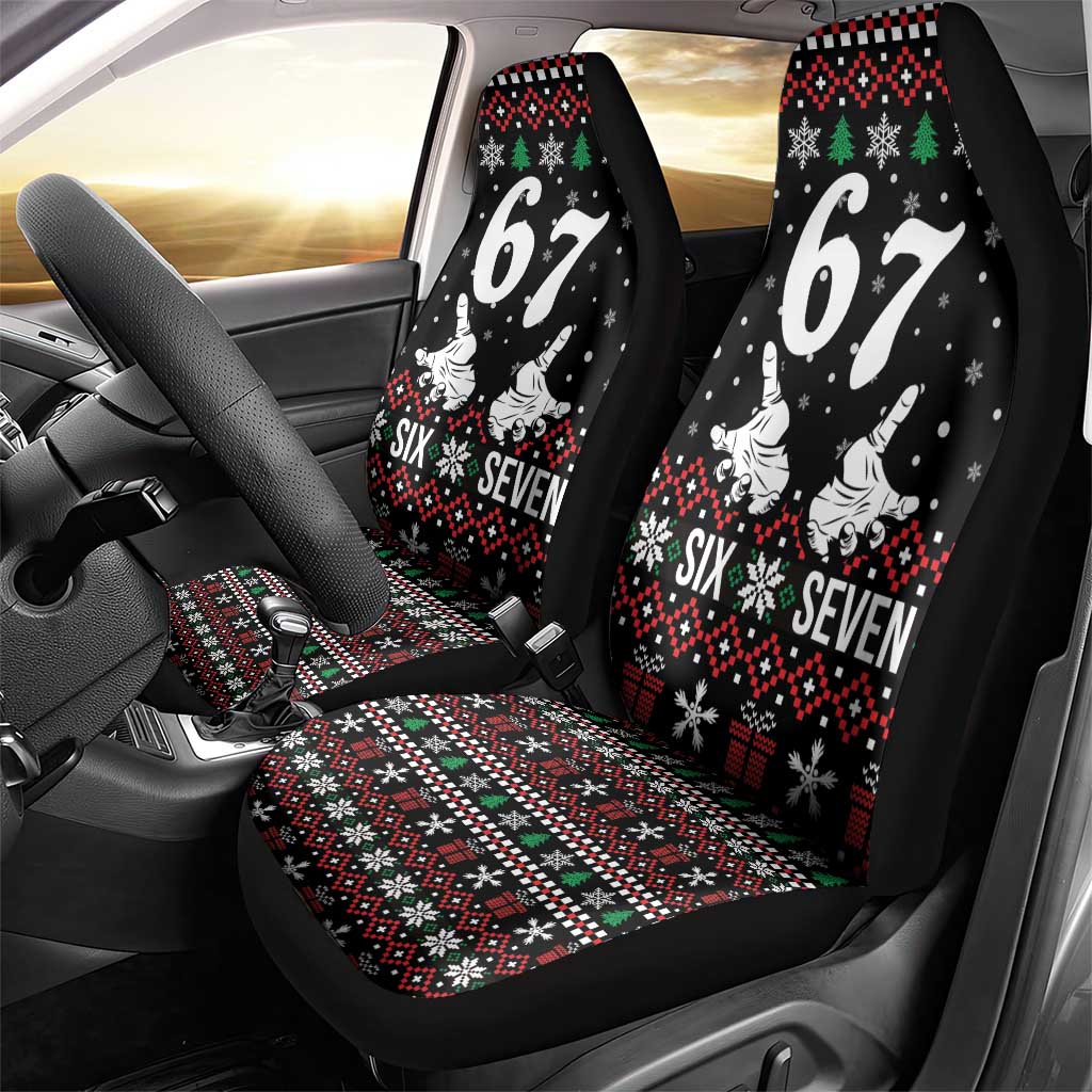 Six Seven Skeleton Hand Christmas Car Seat Cover Meme Gen Alpha Slang - Wonder Print Shop