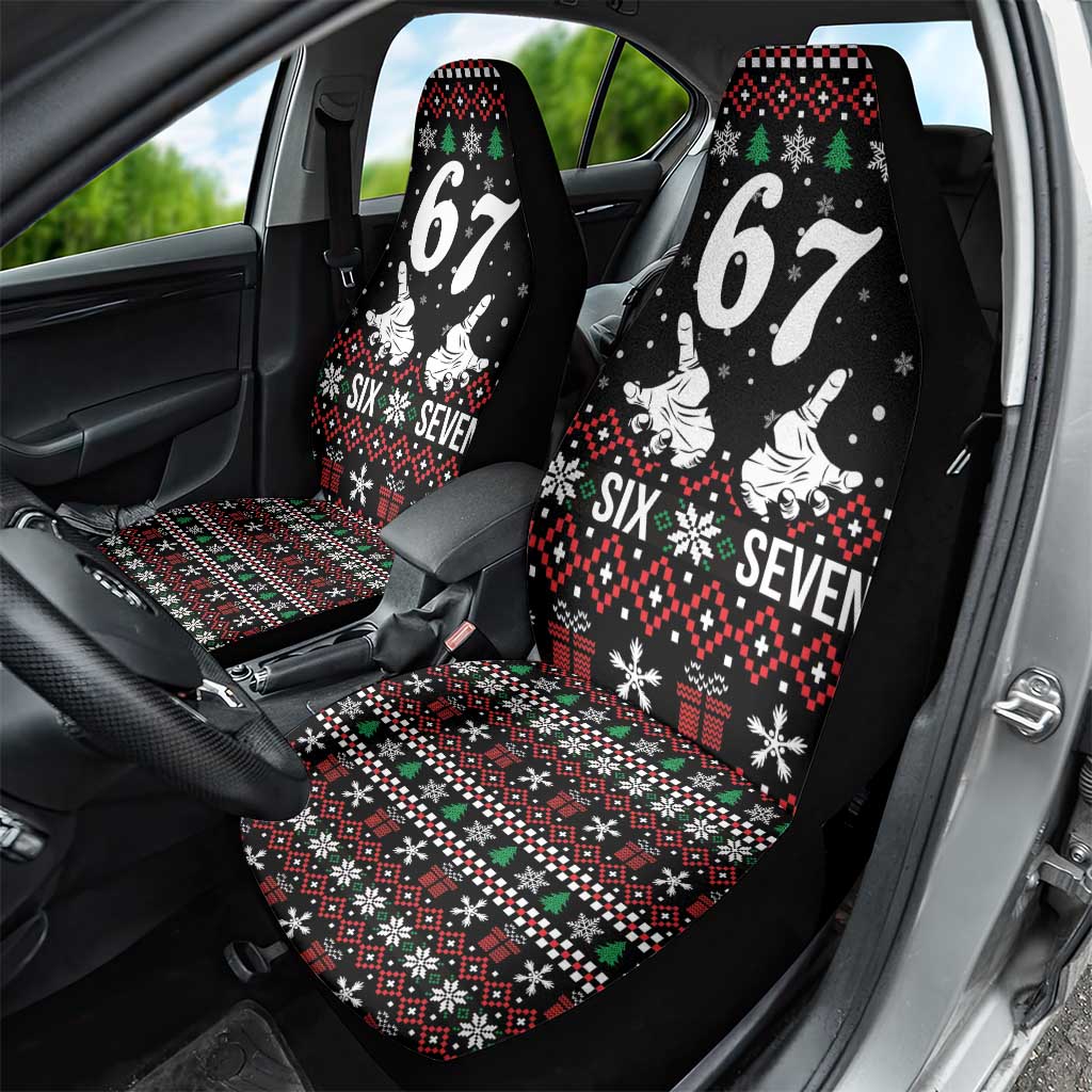 Six Seven Skeleton Hand Christmas Car Seat Cover Meme Gen Alpha Slang - Wonder Print Shop