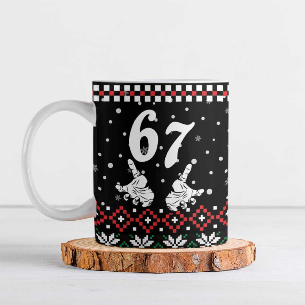 Six Seven Skeleton Hand Christmas Ceramic Mug Meme Gen Alpha Slang - Wonder Print Shop