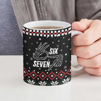 Six Seven Skeleton Hand Christmas Ceramic Mug Meme Gen Alpha Slang - Wonder Print Shop