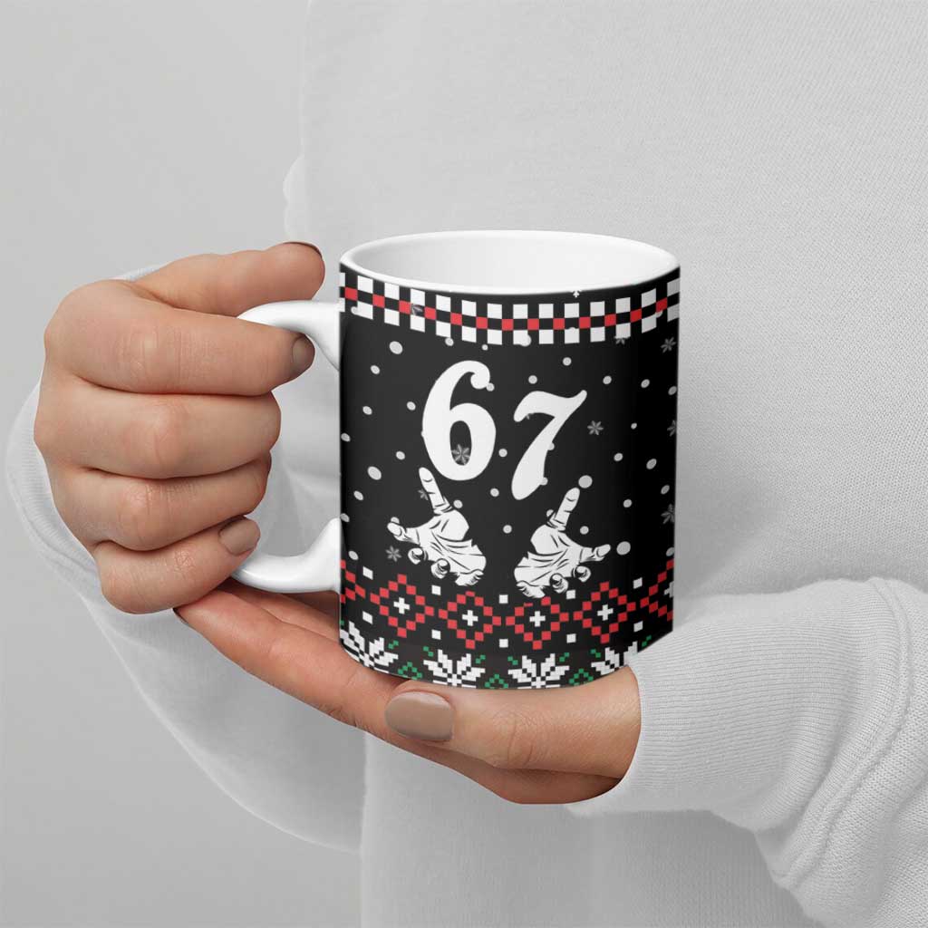 Six Seven Skeleton Hand Christmas Ceramic Mug Meme Gen Alpha Slang - Wonder Print Shop