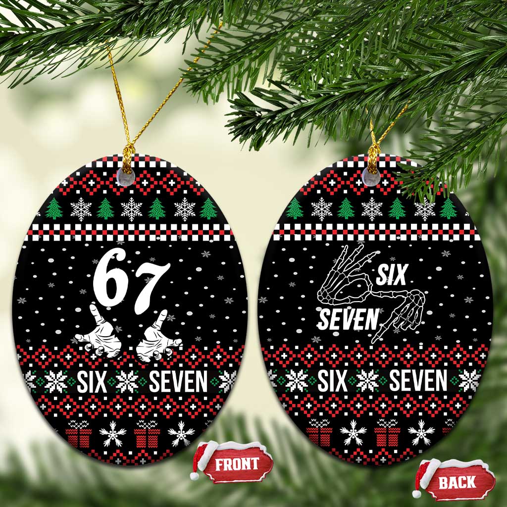 Six Seven Skeleton Hand Christmas Ceramic Ornament Meme Gen Alpha Slang - Wonder Print Shop