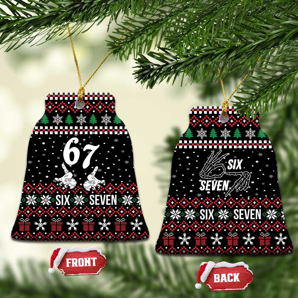 Six Seven Skeleton Hand Christmas Ceramic Ornament Meme Gen Alpha Slang - Wonder Print Shop