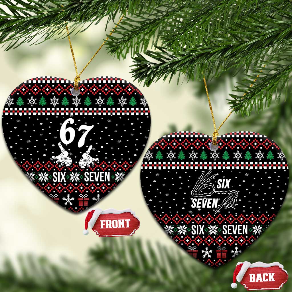 Six Seven Skeleton Hand Christmas Ceramic Ornament Meme Gen Alpha Slang - Wonder Print Shop