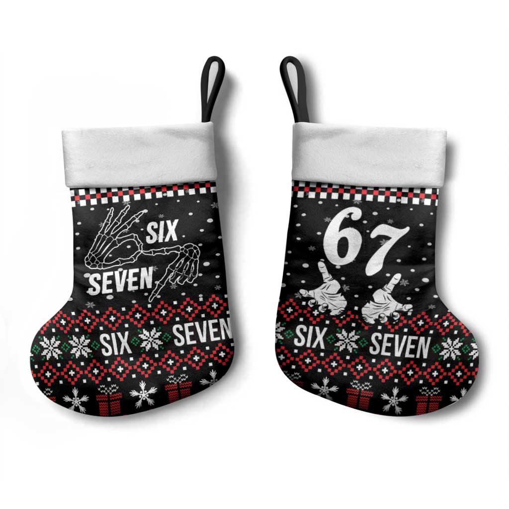Six Seven Skeleton Hand Christmas Stocking Meme Gen Alpha Slang - Wonder Print Shop