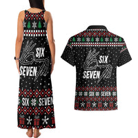 Six Seven Skeleton Hand Christmas Couples Matching Tank Maxi Dress and Hawaiian Shirt Meme Gen Alpha Slang - Wonder Print Shop