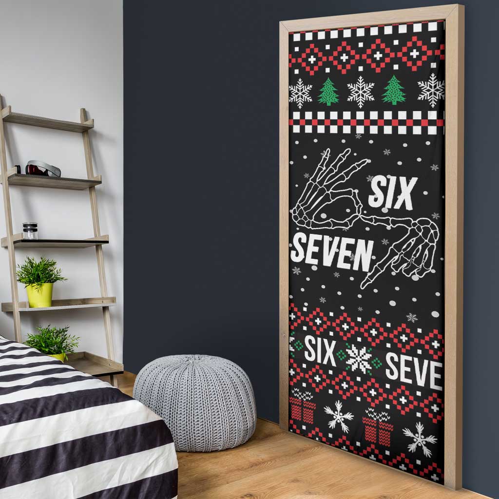 Six Seven Skeleton Hand Christmas Door Cover Meme Gen Alpha Slang - Wonder Print Shop