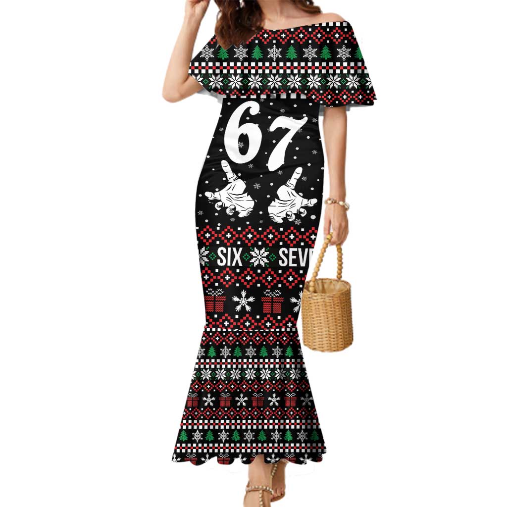 Six Seven Skeleton Hand Christmas Family Matching Mermaid Dress and Hawaiian Shirt Meme Gen Alpha Slang - Wonder Print Shop