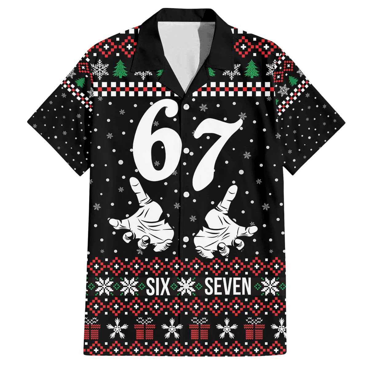 Six Seven Skeleton Hand Christmas Family Matching Off The Shoulder Long Sleeve Dress and Hawaiian Shirt Meme Gen Alpha Slang - Wonder Print Shop