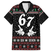Six Seven Skeleton Hand Christmas Family Matching Off The Shoulder Long Sleeve Dress and Hawaiian Shirt Meme Gen Alpha Slang - Wonder Print Shop