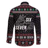 Six Seven Skeleton Hand Christmas Family Matching Off The Shoulder Long Sleeve Dress and Hawaiian Shirt Meme Gen Alpha Slang - Wonder Print Shop