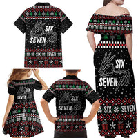 Six Seven Skeleton Hand Christmas Family Matching Off Shoulder Maxi Dress and Hawaiian Shirt Meme Gen Alpha Slang - Wonder Print Shop