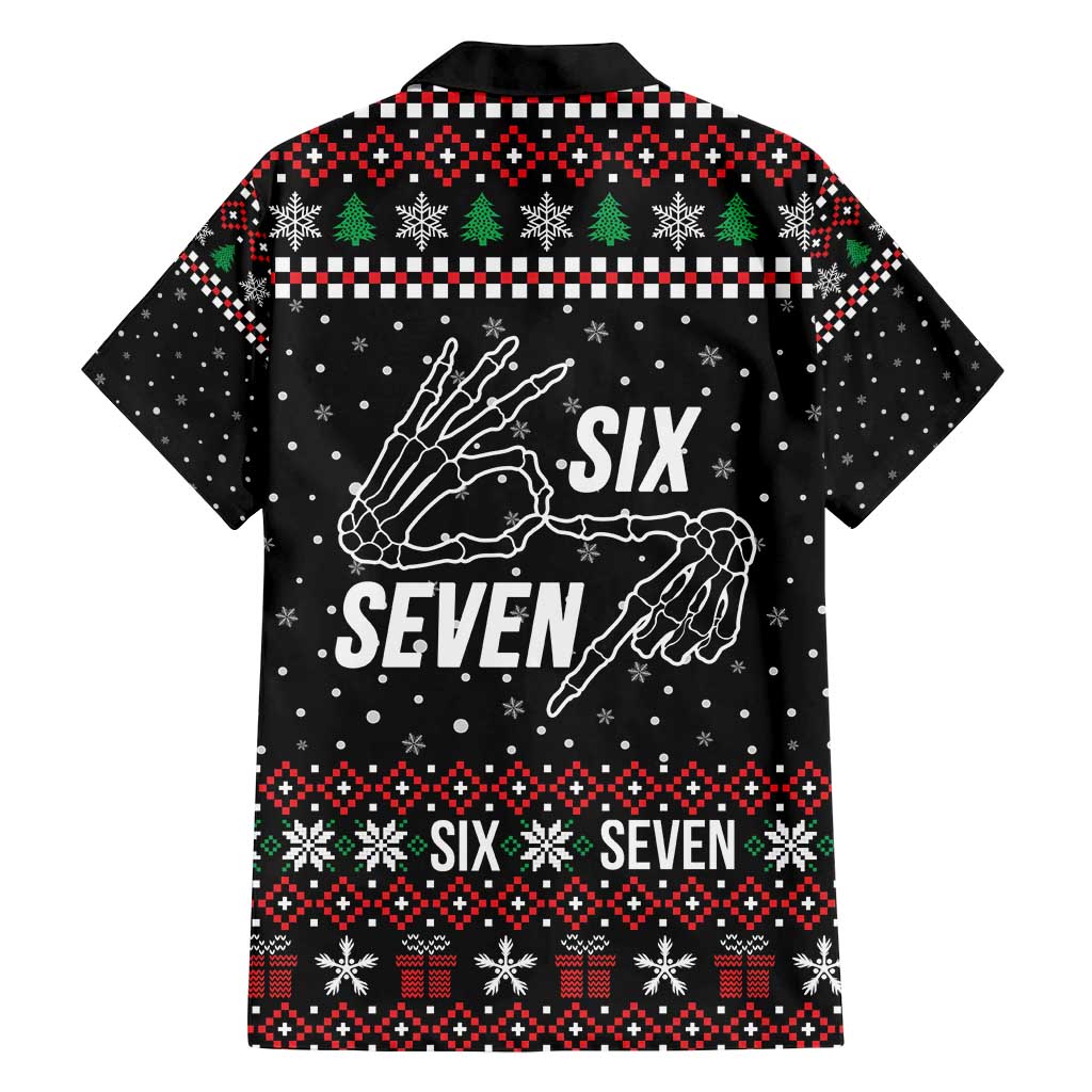 Six Seven Skeleton Hand Christmas Family Matching Off Shoulder Maxi Dress and Hawaiian Shirt Meme Gen Alpha Slang - Wonder Print Shop