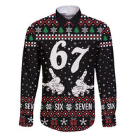 Six Seven Skeleton Hand Christmas Family Matching Off Shoulder Maxi Dress and Hawaiian Shirt Meme Gen Alpha Slang - Wonder Print Shop