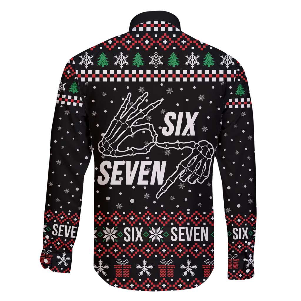 Six Seven Skeleton Hand Christmas Family Matching Off Shoulder Maxi Dress and Hawaiian Shirt Meme Gen Alpha Slang - Wonder Print Shop