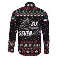 Six Seven Skeleton Hand Christmas Family Matching Off Shoulder Maxi Dress and Hawaiian Shirt Meme Gen Alpha Slang - Wonder Print Shop