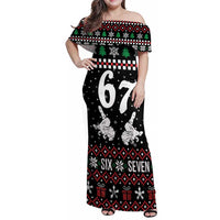 Six Seven Skeleton Hand Christmas Family Matching Off Shoulder Maxi Dress and Hawaiian Shirt Meme Gen Alpha Slang - Wonder Print Shop