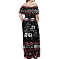 Six Seven Skeleton Hand Christmas Family Matching Off Shoulder Maxi Dress and Hawaiian Shirt Meme Gen Alpha Slang - Wonder Print Shop