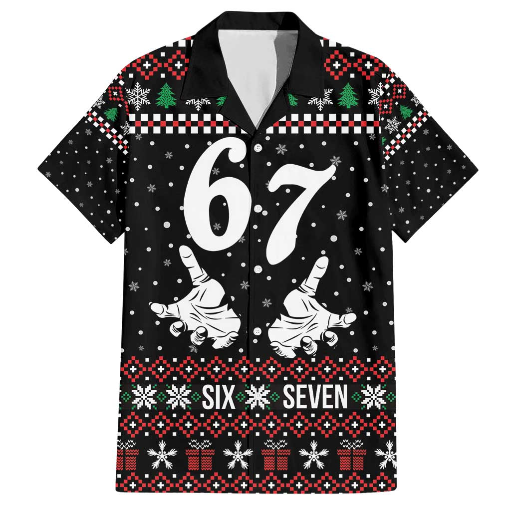 Six Seven Skeleton Hand Christmas Family Matching Short Sleeve Bodycon Dress and Hawaiian Shirt Meme Gen Alpha Slang - Wonder Print Shop