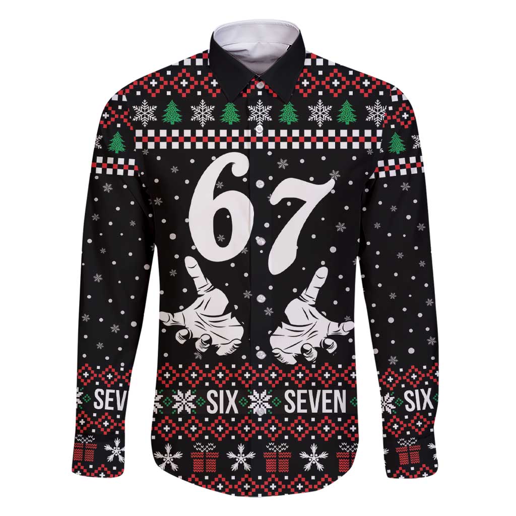 Six Seven Skeleton Hand Christmas Family Matching Short Sleeve Bodycon Dress and Hawaiian Shirt Meme Gen Alpha Slang - Wonder Print Shop