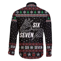 Six Seven Skeleton Hand Christmas Family Matching Short Sleeve Bodycon Dress and Hawaiian Shirt Meme Gen Alpha Slang - Wonder Print Shop