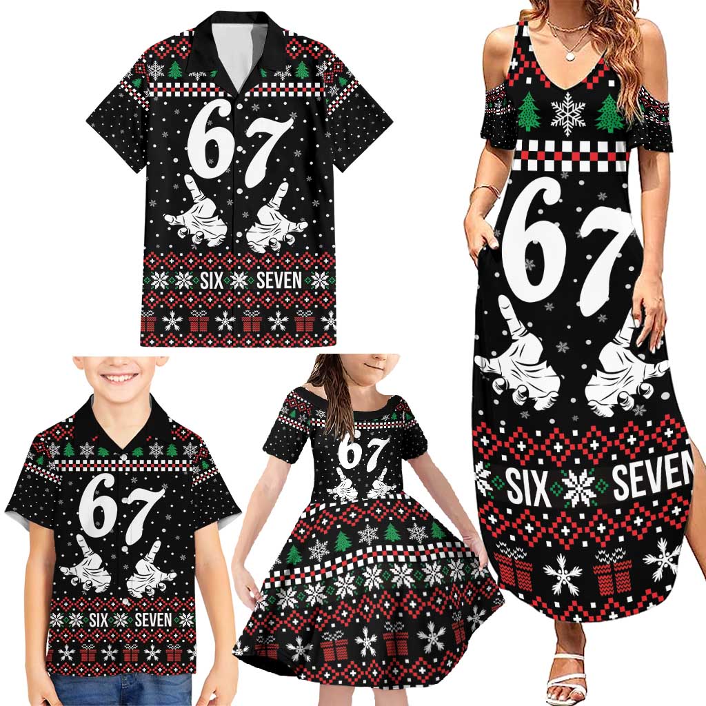 Six Seven Skeleton Hand Christmas Family Matching Summer Maxi Dress and Hawaiian Shirt Meme Gen Alpha Slang - Wonder Print Shop