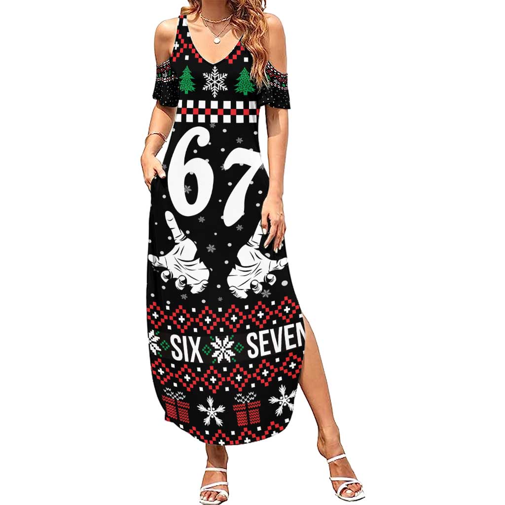 Six Seven Skeleton Hand Christmas Family Matching Summer Maxi Dress and Hawaiian Shirt Meme Gen Alpha Slang - Wonder Print Shop