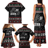 Six Seven Skeleton Hand Christmas Family Matching Tank Maxi Dress and Hawaiian Shirt Meme Gen Alpha Slang - Wonder Print Shop